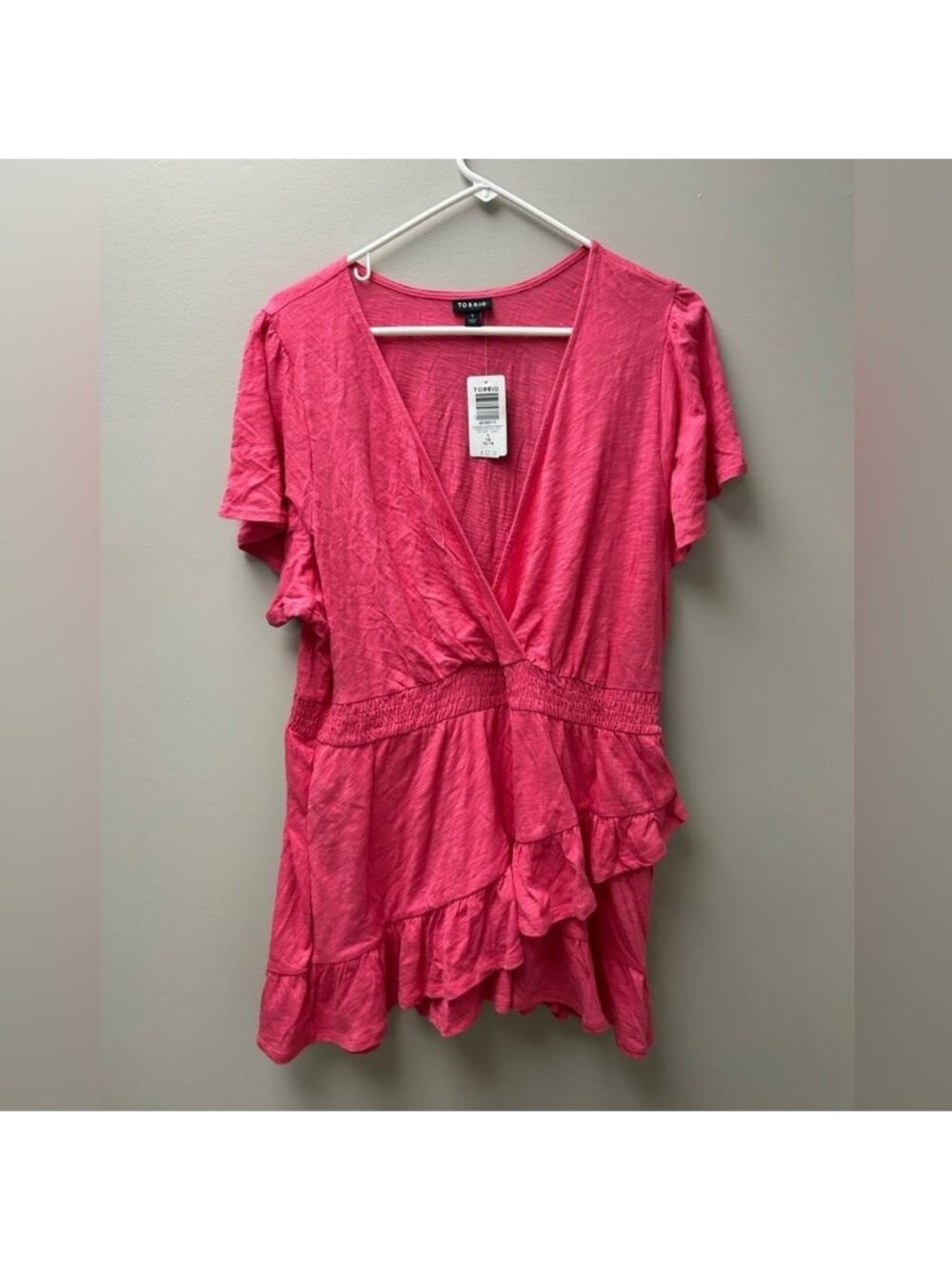 Torrid Women’s Pink Cotton Modal Surplice Faux Wrap Top